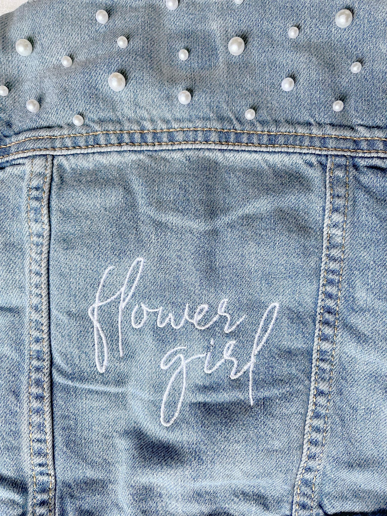 Embroidered Flower Girl Denim Jacket