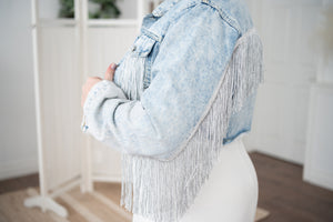 Cropped Bleached with Silver Fringe Custom Bridal Jacket