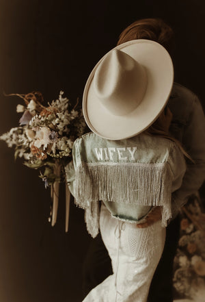 Cropped Bleached with Silver Fringe Custom Bridal Jacket